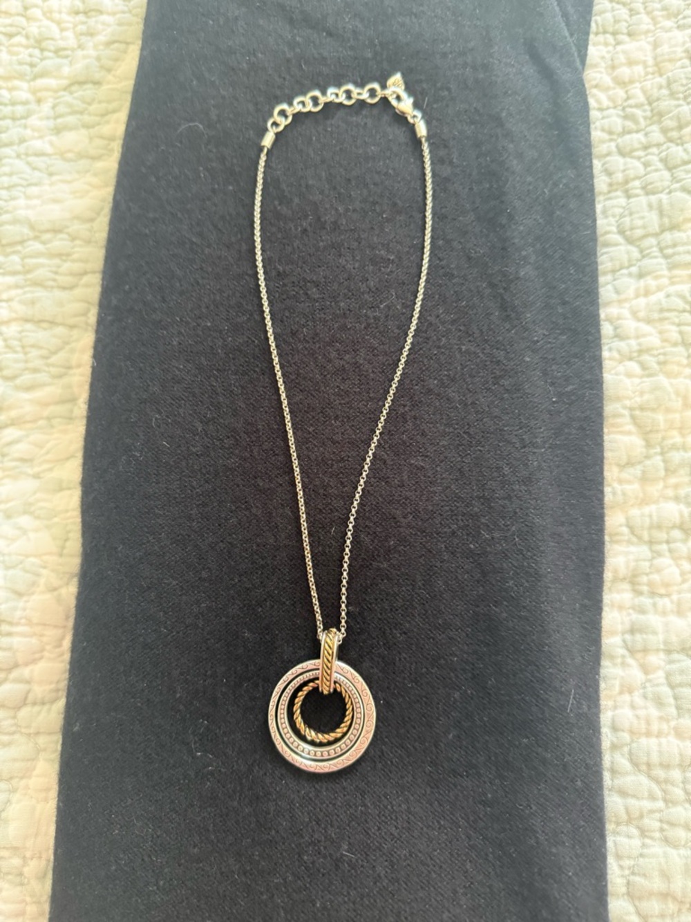 Brighton Gold-Tone Interlocking Triple Circle Necklace with Crystal Trim